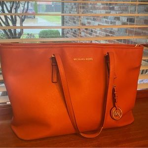 Large Jet Set Travel Tote/ shoulder bag Orange
